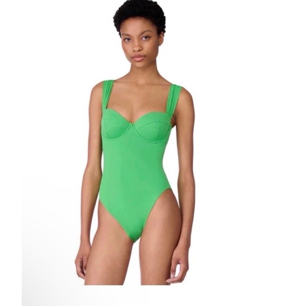 Kate Spade One Piece Swimsuit Large Green New Underwire Sweetheart Neckline